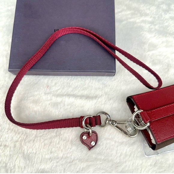 New Prada Saffiano Leather Card Holder in Red - Picture 3 of 3